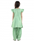 BownBee Jacquard Jacket Silk Kurti Salwar Suit for Girls-Green
