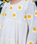 Sunflower Embroidery Tiered Dress 