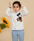 Embroiderd Shirt With Sequiined Mickey Mouse Motiff