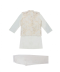 Cream Brocade Waist Coat Kurta Set