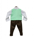 Acqua Green Waist Coat With Brown Pant And White Shirt