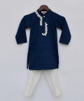 Blue Kurta With Dori Embroidery And Pant