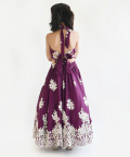 Wine Embroidery One Piece Gown