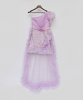 Lilac Embroidery Dress And Organza Trail