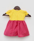 Yellow And Pink Linen Frock