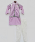 Lilac Embroidery Jacket With Kurta And Pant