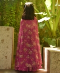 Pink Top With Printed Sharara And Cape