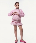 One Friday Pink Boucle Jacket For Kids Girls