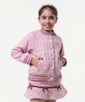 One Friday Pink Boucle Jacket For Kids Girls