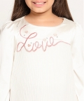 One Friday Off White Solid Top For Kids Girls