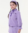 Varsity Chic Lilac Corduroy Top With Ribbons