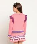 One Friday Pink Abstract Sweater For Kids Girls