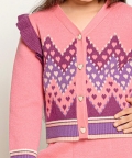 One Friday Pink Abstract Sweater For Kids Girls