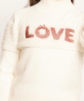 One Friday Off White Solid Sweater For Kids Girls