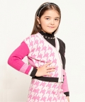 Pink Abstract Knitted Sweater Kids