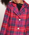 One Friday Purple Checks Blazer For Kids Girls