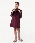 One Friday Brown Solid Dress For Kids Girls