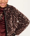 One Friday Brown Sequins Jacket For Kids Girls