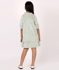 One Friday Mint Solid Dress For Kids Girls