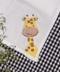 Round Neck Happy Giraffe Embroidered Checkered Nightsuit