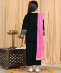 Velvet Suit With Zari Embroidery On Top And Bottom And Net Dupatta  