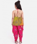 Bandhani Halter Top With Embroidery Dhoti-Pink