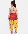 Bandhani Halter Top With Embroidery Dhoti-Yellow