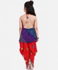 Bandhani Halter Top With Embroidery Dhoti-Red