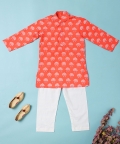 Red Motifs Kurta Pajama Set