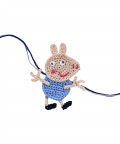 This And That By Vedika Hand Crocheted George Pig Rakhi For Kids And Adults-Blue