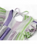 Green & Purple Stripe 100% Organic Sleeves Nightdress