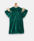 Green Snowflake Velvet Dress With Matching Facemask