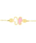 18K Gold- Pink And White Enamel Butterfly Bracelet