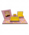 Hamper Includes Striped Pin Board , Photo Frame, Pencil Box, Pen Stand, Chocolates, Rakhi