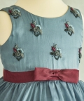 Hand Embroidered Flower Motifs Silk Organza Dress