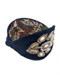 Black color Crystals, Beads and fabric Embellished broad Hairband
