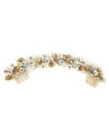 Gold & White Color Crystals, Sequins And Pearls Embellished Wedding Wreath Hair Comb