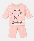 Girls Pink Stripe T-Shirt & Pyjama Set