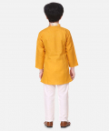 Attached Jacket Kurta Pajama For Boys-Yellow