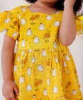 Ghost Print- Yellow Dress/ Frock For Girls