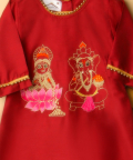 Deep Red Lakshmi Ganesh Embrodiered Dhoti Set 