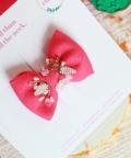 Choko Red Holi Bow Embellished Clip - Tomato Red