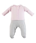 Cotton Footed Romper with Faux Shirt Insert For Baby Girls