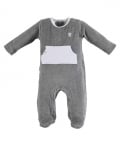 Unisex Chenille Footed Sleepsuit with A Kangaroo Pocket
