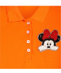 Girls Polo Dress In Orange With Hand Embellished Minnie Mouse With Pleats At Hem