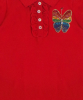 Fuchsia Girls Polo T-Shirt With Butterfly Motif
