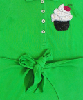 Grenn Front Knot Polo Dress With Cherry Muffin