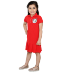 Red Pleated Polo Dress With Paint Palette