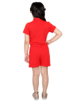 Red Play Suit With Butterfly Motif