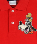 Boy Polo T-Shirt With Hand-Embellished Goofy Motif  